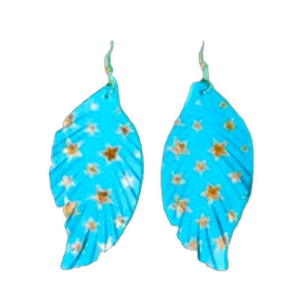 Suede Leather Earrings with Gold Stars